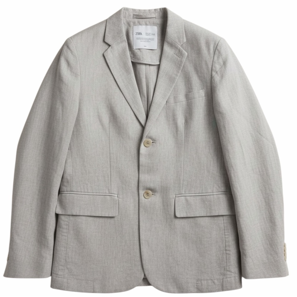 Zara Boys Blazer Sport Coat Suit Jacket Linen Blend Gray 152 11 12